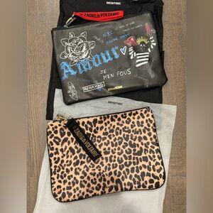 Zadig & Voltaire Graffiti & Leopard Print Pouches Set of 2